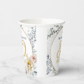 Gele Bloemen Botanische Foto 80ste Verjaardagsfees Papieren Bekers (Links)