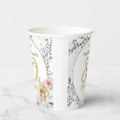 Gele Bloemen Botanische Foto 80ste Verjaardagsfees Papieren Bekers (Rechts)