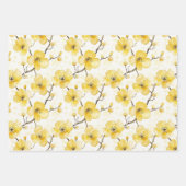 Gele Bloemen Bruidsfeest met Goud Inpakpapier Vel (Voorkant)