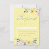 Gele Bloemen Bruiloft RSVP Kaart (Voorkant)