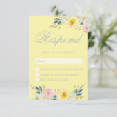 Gele Bloemen Bruiloft RSVP Kaart (Staand voorkant)