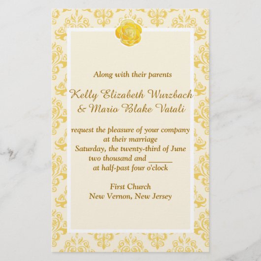 Gele Bloemen bruiloft uitnodiging Briefpapier (Voorkant)