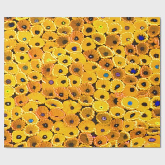 gele bloemen cadeaupapier (Vlak)