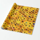 gele bloemen cadeaupapier (Uitgerold)
