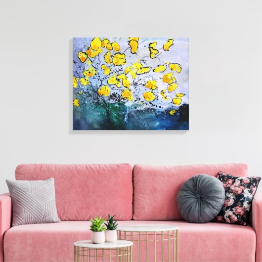 Gele bloemen canvas afdruk (Insitu (Woonkamer))