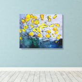 Gele bloemen canvas afdruk (Insitu (Houten vloer))