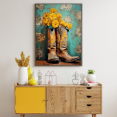  Gele Bloemen Cowboy Laarzen Decoupage Tissuepapier