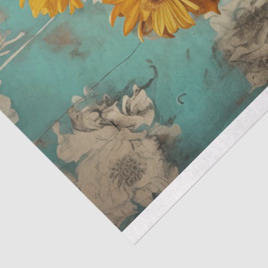  Gele Bloemen Cowboy Laarzen Decoupage Tissuepapier (Detail)