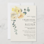 Gele Bloemen Crème Elegante Bruiloft Geen Ouders Kaart (Voorkant)