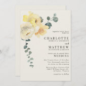 Gele Bloemen Crème Elegante Bruiloft Geen Ouders Kaart (Voorkant / Achterkant)