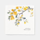 Gele Bloemen Custom Cocktail Servet (Voorkant)