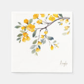 Gele Bloemen Custom Script Gouden Tekst Douche Servet (Voorkant)