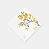 Gele Bloemen Custom Script Gouden Tekst Douche Servet (Hoek)