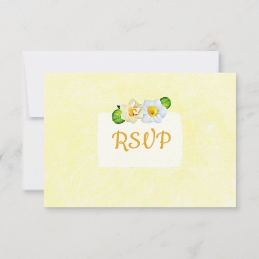 Gele Bloemen Daffodils Bruiloft RSVP kaart (Achterkant)