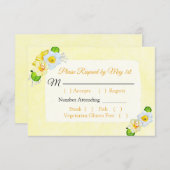 Gele Bloemen Daffodils Bruiloft RSVP kaart (Voorkant / Achterkant)