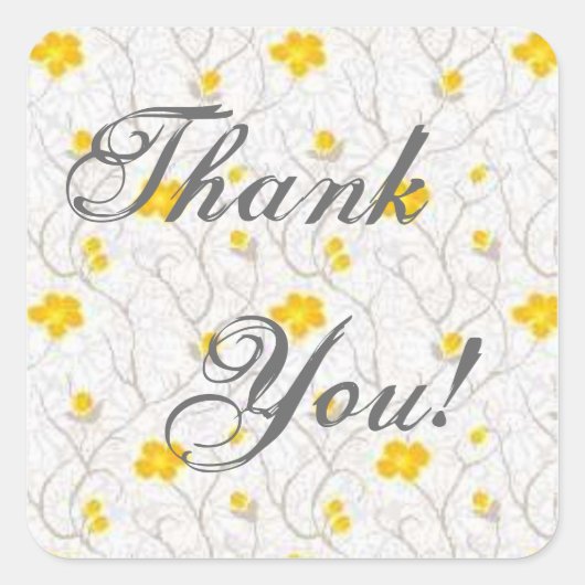 Gele bloemen - Dank u wel! Vierkante Sticker (Voorkant)