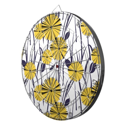 Gele bloemen dartbord (Voorkant Rechts)