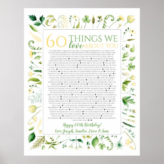 gele bloemen die we van je houden 50 jaar poster (Voorkant)