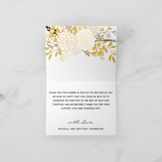 Gele Bloemen Digitale Cluster Hand-belettering Bedankkaart (Binnen)