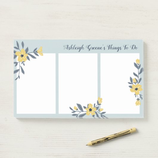 Gele bloemen dingen om te doen post-it® notes (Op bureau)