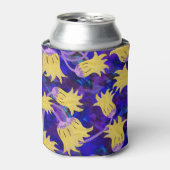 Gele bloemen: donkere achtergrond waterverf kunstw blikjeskoeler (Blikje Voorkant)