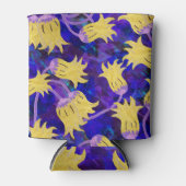 Gele bloemen: donkere achtergrond waterverf kunstw blikjeskoeler (Voorkant)