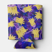 Gele bloemen: donkere achtergrond waterverf kunstw blikjeskoeler (Achterkant)