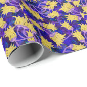 Gele bloemen: donkere achtergrond waterverf kunstw cadeaupapier (Rol Hoek)