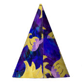 Gele bloemen: donkere achtergrond waterverf kunstw feesthoedjes (Achterkant)