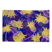 Gele bloemen: donkere achtergrond waterverf kunstw kussensloop (Achterkant)