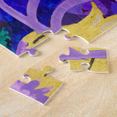 Gele bloemen: donkere achtergrond waterverf kunstw legpuzzel (Zijkant)