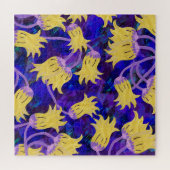 Gele bloemen: donkere achtergrond waterverf kunstw legpuzzel (Horizontaal)