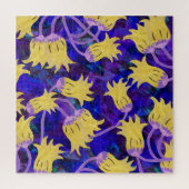 Gele bloemen: donkere achtergrond waterverf kunstw legpuzzel (Verticaal)