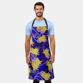 Gele bloemen: donkere achtergrond waterverf kunstw schort (Gedragen)