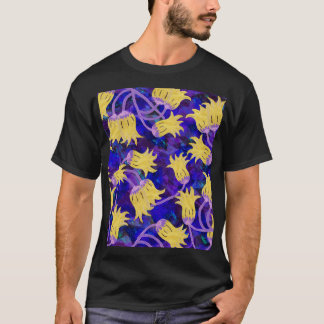 Gele bloemen: donkere achtergrond waterverf kunstw t-shirt