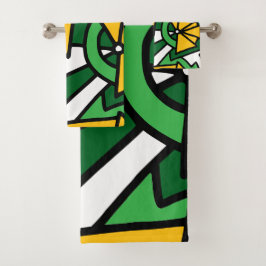 Gele Bloemen Doodle Kunst Bad Handdoek