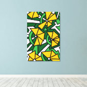 Gele Bloemen Doodle Kunst Canvas Afdruk (Insitu (Houten vloer))