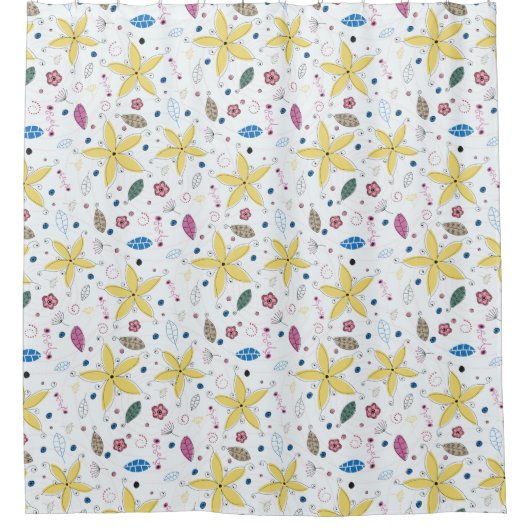 Gele Bloemen Douchegordijn (Voorkant)