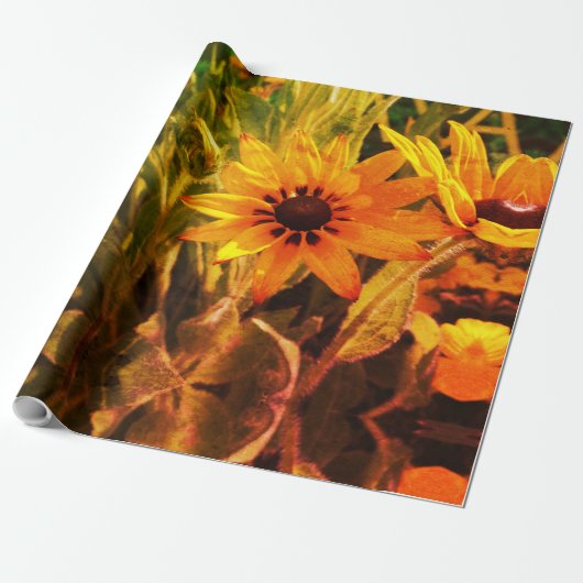 Gele bloemen Dream Wrapping Papier (Uitgerold)