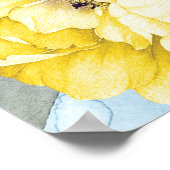 Gele bloemen Dusty Blue Waterverf Wedding Poster (Hoek)