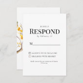 Gele Bloemen Eenvoudige Bruiloft RSVP (Voorkant / Achterkant)