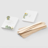 Gele Bloemen Eenvoudige Gouden Tekst Handwaaier (Niet-gemonteerd)