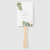 Gele Bloemen Eenvoudige Gouden Tekst Handwaaier (Voorkant)