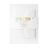 Gele bloemen Elegant Stoffig Blauw Bruiloft Uitnodigingen Wikkel (Voorkant Voorbeeld)