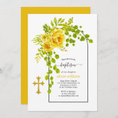 Gele bloemen en baptisme op de boog kaart (Voorkant / Achterkant)