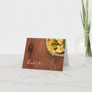 Gele bloemen en Barn Wood Country Dank je wel Bedankkaart