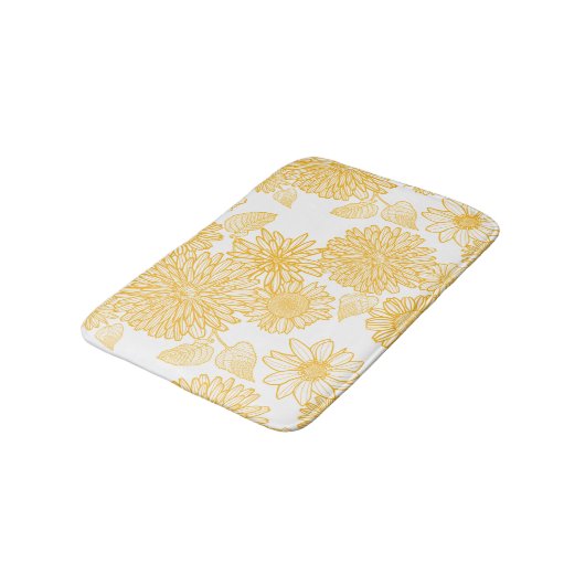 Gele bloemen en bladeren badmat (Gekanteld)