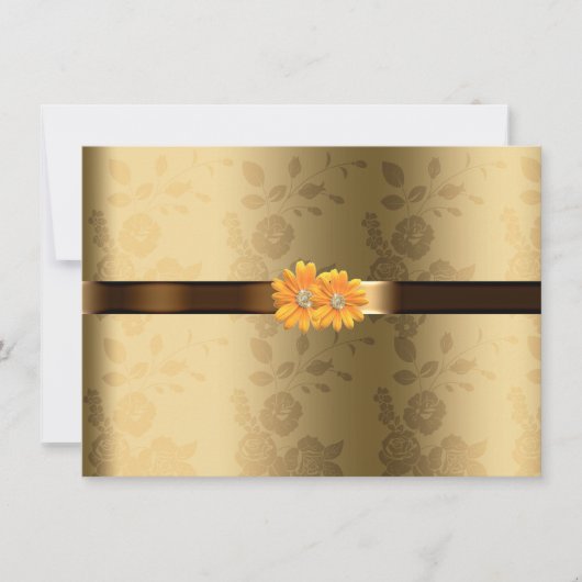 Gele bloemen en gouden bruin, bruin en bruin kaart (Voorkant)