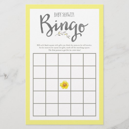 Gele bloemen en Grijze bladeren, Baby shower (Voorkant)