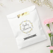 Gele bloemen en Grijze bladeren, Baby shower Bedankzakje (Gezegeld)